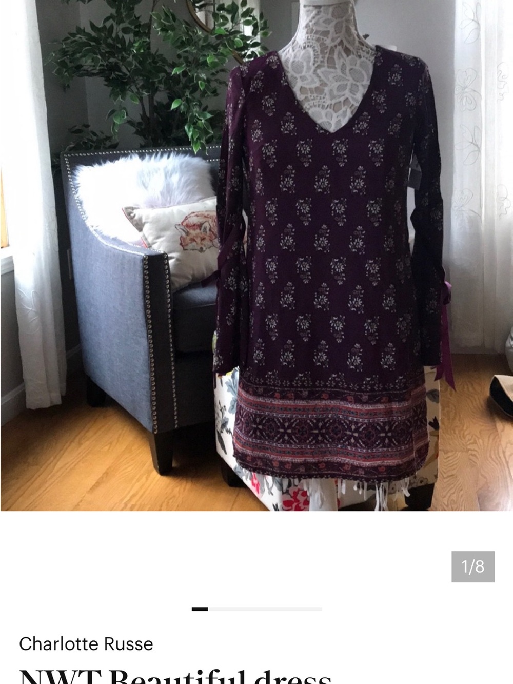 NWT Charlotte Russe Plum Floral Wrap Dress